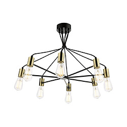 Luminaire Center Suspension Gabriel Noir satiné,Or antique pas cher