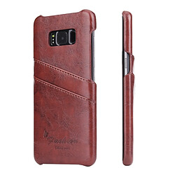 Wewoo Etui en cuir Fierre Shann Retro Oil en cire PU pour Galaxy S8 + / G9550, avec fentes pour cartes (Marron)