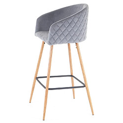 Acheter Mendler 2x tabouret de bar HWC-D72, chaise bar/comptoir, avec dossier, tissu ~ velours, gris