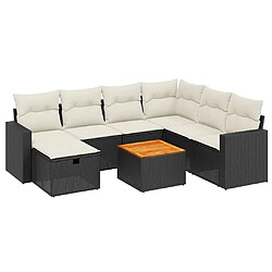 Maison Chic Ensemble Tables et chaises d'extérieur 8 pcs avec coussins,Salon de jardin noir résine tressée -GKD845283