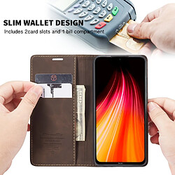 Caseme Etui en PU + TPU auto-absorbé avec support café pour votre Xiaomi Redmi Note 8