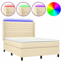 Sommier à lattes,Cadre à lattes de lit pour Adulte matelas et LED Crème 140x200 cm Tissu -MN37421