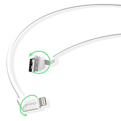 Avis Greene Câble Lightning MFI vers USB avec Embout Rotatif Charge et Synchronisation 1,2m Blanc