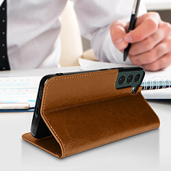 Acheter Avizar Étui Galaxy S22 Plus Folio Cuir Véritable Porte cartes Support Vidéo - camel