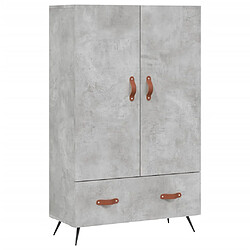 vidaXL Buffet haut gris béton 69,5x31x115 cm bois d'ingénierie