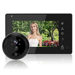 Universal WiFi Intelligent Electronic Cat Eye Vidéo Sonnette Téléphone Vidéo Surveillance Alarme Infrarouge Sans Fil HD(Le noir)