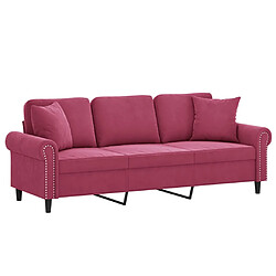 Avis Maison Chic Canapé 3 places avec oreillers,Sofa de Salon,Canapé droit bordeaux 180 cm velours -GKD688018