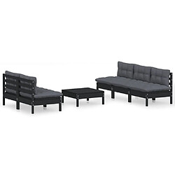 Maison Chic Salon de jardin 6 pcs + coussins - Mobilier/Meubles de jardin - Table et chaises d'extérieur anthracite Bois de pin -MN52221