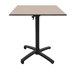 Restootab Table h90cm, pliable pour terrasse en Compact HPL beige 70x70