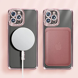 Avizar Coque Diamant pour iPhone 12 Pro Max Protection MagSafe Contour Strass Rose Champagne pas cher