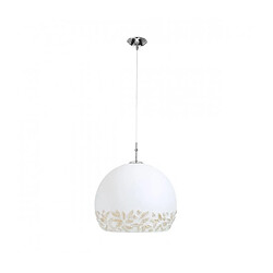 Luminaire Center Suspension design LUNA chrome 1 ampoule, abat jour antique, blanc liberta