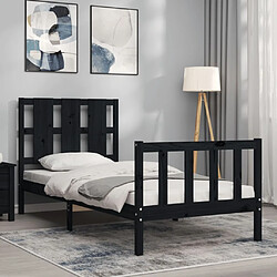 Avis Maison Chic Cadre/structure de lit avec tête de lit pour adulte - Lit Moderne Chambre noir petit simple bois massif -MN42426