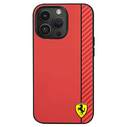 Ferrari Coque pour iPhone 14 Pro Bi-matière Effet Carbone Compatible QI Rouge