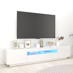 Maison Chic Meubles TV avec lumières LED - Banc TV pour salon Blanc brillant 200x35x40 cm -MN47273