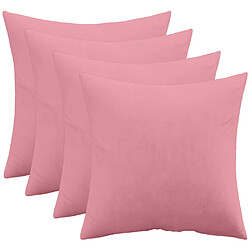 ICONIK INTERIOR Lot de 4 coussins en velours - housse et garnissage - Mesmal Rose pâle