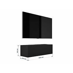 Avis 3XELIVING Meuble TV suspendu, D: l : 100 cm, H : 34 cm, P : 32 cm NOIR MAT