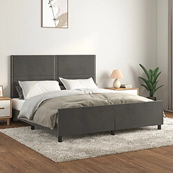 Maison Chic Cadre/structure de lit avec tête de lit pour adulte - Lit Moderne Chambre Gris foncé 160x200 cm Velours -MN23375