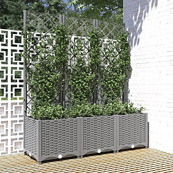 Maison Chic Jardinière,Bac à fleurs avec treillis - pot de fleur Gris clair 120x40x136 cm PP -GKD81550