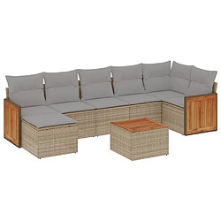 vidaXL Salon de jardin avec coussins 8 pcs beige résine tressée