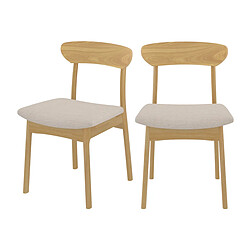 Rendez Vous Deco Chaise Lana en tissu beige et bois clair (lot de 2)