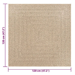 vidaXL Tapis ZIZUR 120x120 cm aspect de jute intérieur et extérieur pas cher