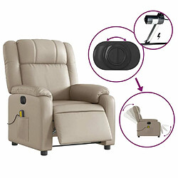 Maison Chic Fauteuil Relax pour salon, Fauteuil de massage inclinable électrique cappuccino similicuir -GKD37895 pas cher