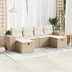 vidaXL Salon de jardin avec coussins 6 pcs beige résine tressée