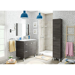 Avis MIRAKEMUEBLE Colonne de salle de bain avec 2 portes Koncept - Ash Grey Cendre grise