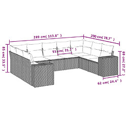 Acheter vidaXL Salon de jardin avec coussins 9 pcs marron résine tressée