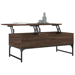 Acheter ComfortXL Table Basse Chêne Marron 100x50x40cm Bois D'ingénierie Et Métal