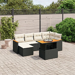 Maison Chic Ensemble Tables et chaises d'extérieur 7pcs avec coussins,Salon de jardin noir résine tressée -GKD367323