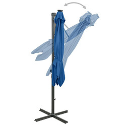 Helloshop26 Parasol meuble de jardin déporté avec mât et lumières led 250 cm bleu azur 02_0008518 pas cher