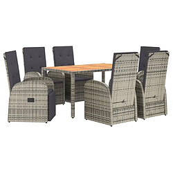 Avis Maison Chic Mobilier à dîner 7 pcs de jardin avec coussins - Ensemble table et chaises d'extérieur - Salon/Mobilier de jardin classique gris rotin -MN65336