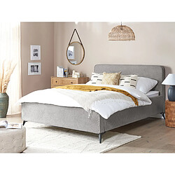 Beliani Lit double en tissu gris clair 160 x 200 cm VALOGNES