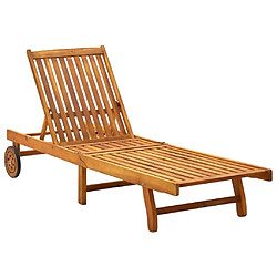 Maison Chic Chaise longue de jardin avec coussin | Bain de soleil Relax | Transat Bois d'acacia solide -GKD43025