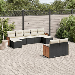 Maison Chic Salon de jardin 9 pcs avec coussins | Ensemble de Table et chaises | Mobilier d'Extérieur noir résine tressée -GKD92448