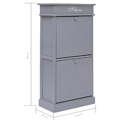 vidaXL Armoire à chaussures Gris 50 x 28 x 98 cm Bois de Paulownia pas cher