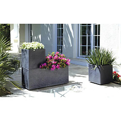 Eda Jardinière rectangulaire Volcania effet pierre 99,5 x 39,5 x 43,5 cm - Gris anthracite pas cher