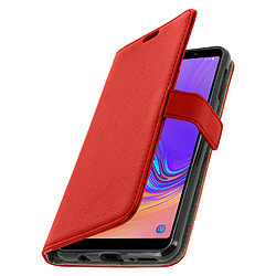 Avizar Housse Samsung Galaxy A7 2018 Etui Folio Coque Silicone Support Vidéo Rouge