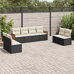 vidaXL Salon de jardin 8 pcs avec coussins noir résine tressée