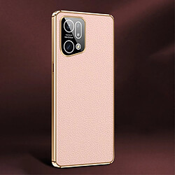 Coque en TPU + cuir véritable électroplaqué, rose pour votre Oppo Find X5