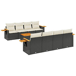 Maison Chic Salon de jardin 9 pcs avec coussins | Ensemble de Table et chaises | Mobilier d'Extérieur noir résine tressée -GKD79215