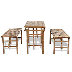 Avis vidaXL Table de brasserie avec 2 bancs 100 cm Bambou