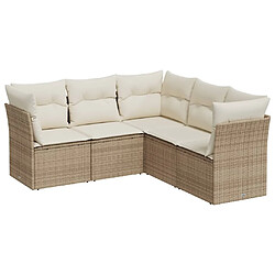 Maison Chic Salon de jardin avec coussins 5 pcs | Ensemble de Table et chaises | Mobilier d'Extérieur beige résine tressée -GKD64389