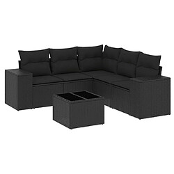 Maison Chic Ensemble Tables et chaises d'extérieur 6pcs avec coussins,Salon de jardin noir résine tressée -GKD148870