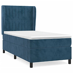 Maison Chic Lit Adulte - Lit simple Lit à sommier tapissier avec matelas moelleux - Meuble de Chambre - Bleu foncé 90x200 cm -MN59829