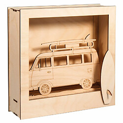 Rayher Kit Déco Cadre 3D à faire soi-même - Camping Car en bois - 24 cm