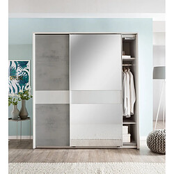 Avis Inside 75 Armoire coulissante COMBER 179 cm 1 porte grise rechampi blanc 1 porte miroir