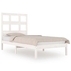 Maison Chic Lit adulte - Lit simple Cadre de lit,Structure du lit Contemporain Blanc Bois de pin massif 90x200 cm -MN76221