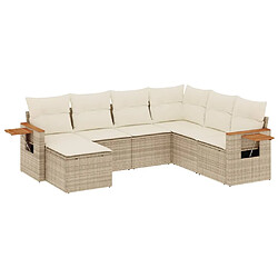 vidaXL Salon de jardin avec coussins 7 pcs beige résine tressée